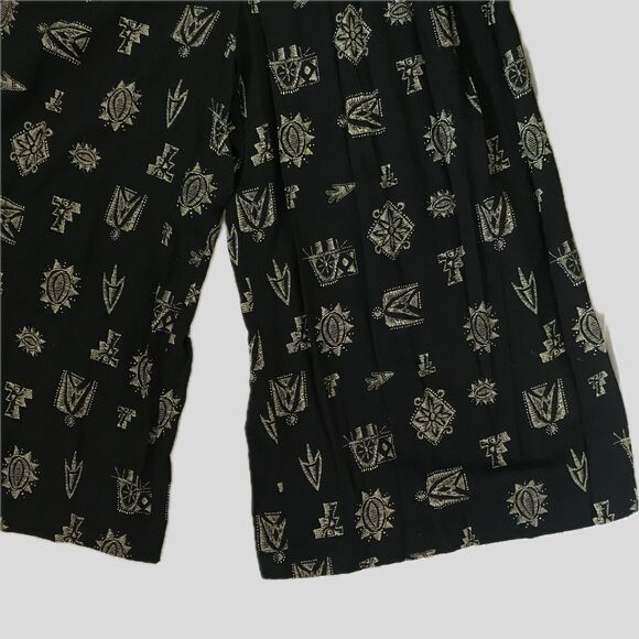 Vintage 90s All That Jazz Black Sleeveless Geometric Print Wide Leg Jumpsuit M/L - Picture 3 of 8